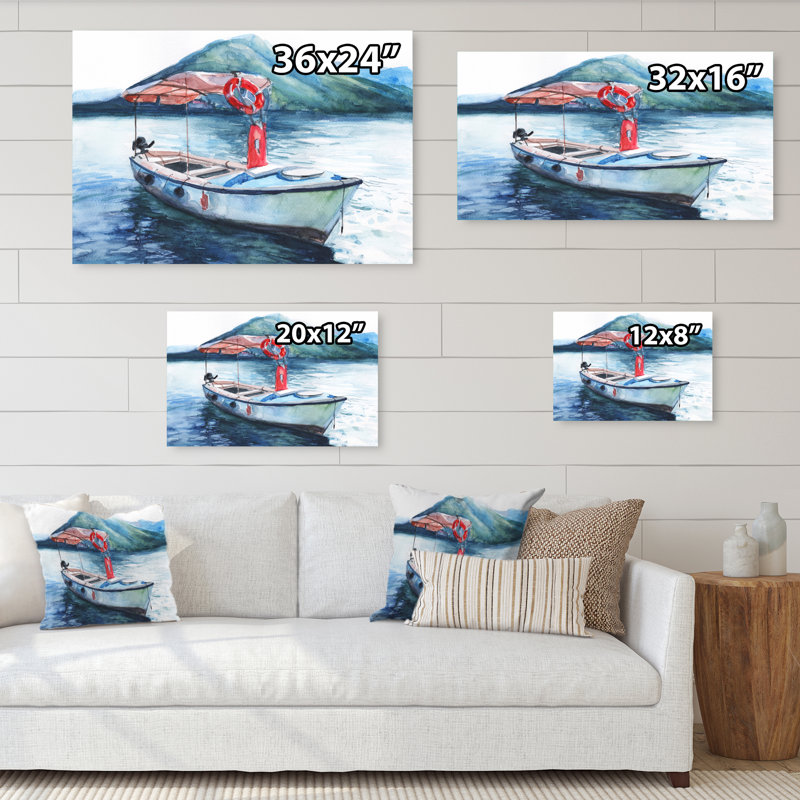 «Fishing Boat In Ocean Scenery», reproduction sur toile flottante, H 8 po x l 12 po x P 1 po, Toile tendue