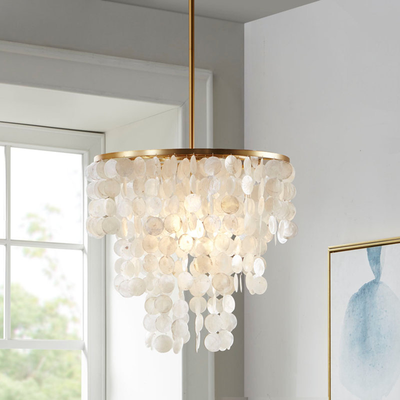 Exquisite Layered Capiz Shell Chandelier