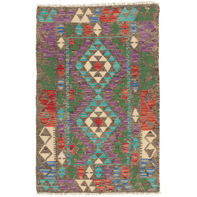 Rectangle 80 cm x 121 cm Geometric Hand Woven Kilim Area Rug
