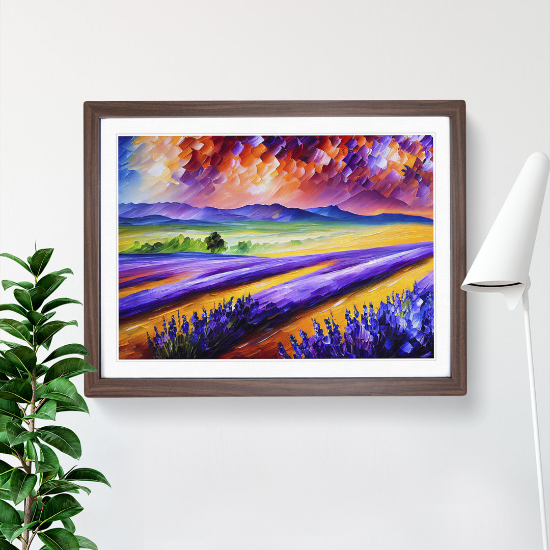 Striking Lavender Flower Field Abstract - Single Picture Frame Painting