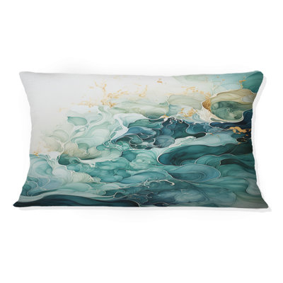 Teal Gold Minimalism Serenity In Motion - Minimalism Printed Throw Pillow