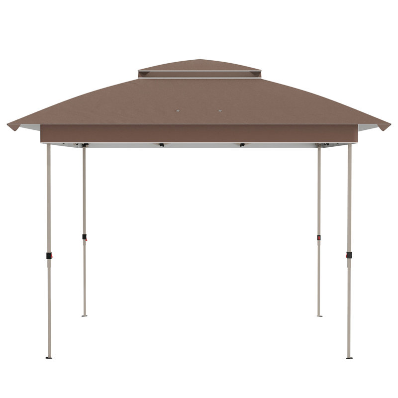 12' X Pop Up Sun Shelter Canopy With Netting And Carry Bag, Khaki, Adjustable Height, 137 Sq.ft Shade For Patio Outdoor Tent Netting, 12', Bag Garden