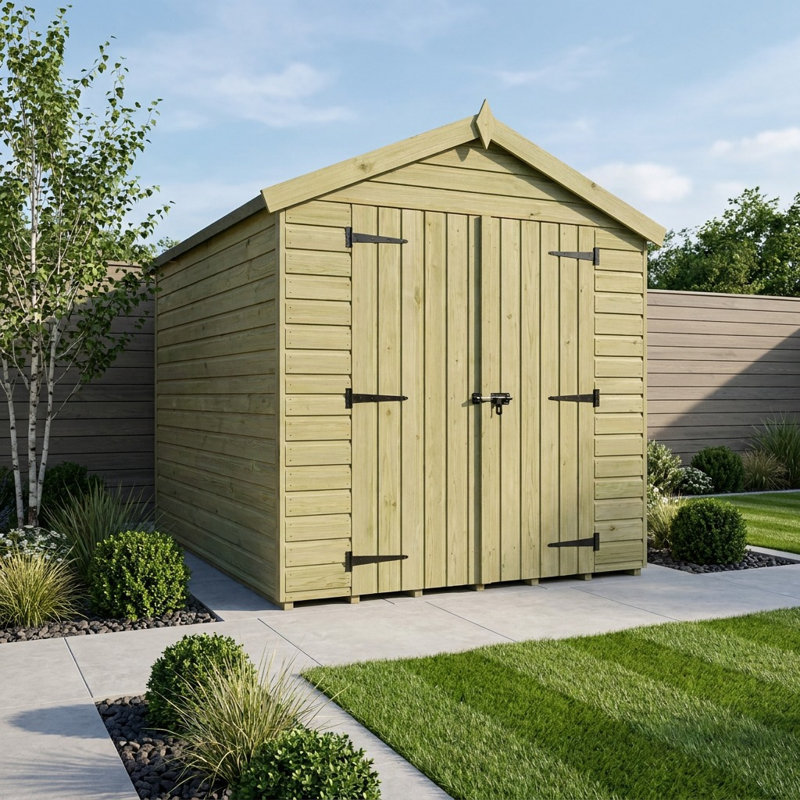 Total Sheds 6ft x 10ft Apex Garden Shed - Double Door - No Windows - Pressure Treated Timber - UK Manufactured