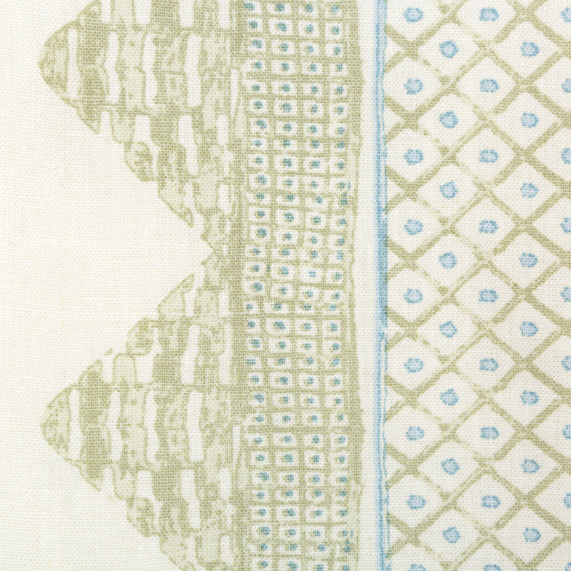 Avondale Whitaker 100% Linen Fabric, Sage/Aqua