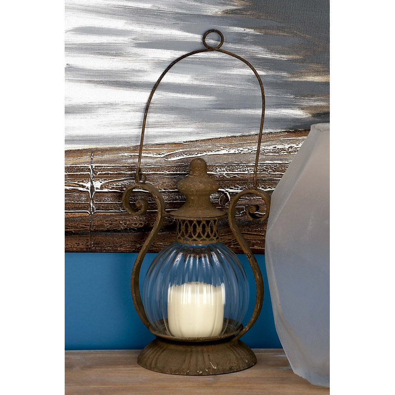 Glass and Iron Candle Lantern