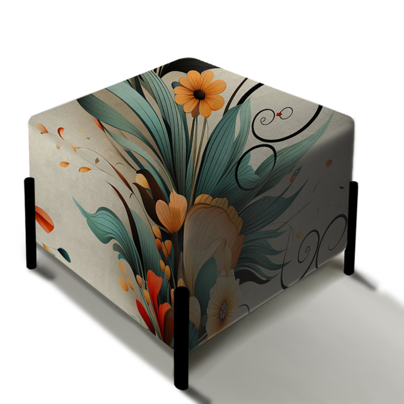 Retro Bouquet Revival - Repose-pieds éclectique carré