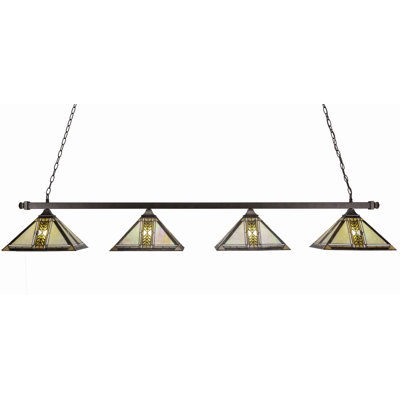 Barre carrée 4 lumières avec verre de 14 po