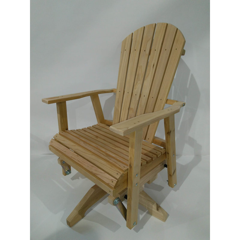 Chaise d'extérieur pivotante en bois massif Berthenia, fabriquée Amish, Brun