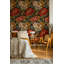 Papier peint floral rétro avec pivoines rouges pelez et collez