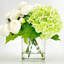 Floral Centerpiece, Faux Peonies And Hydrangeas In Vase