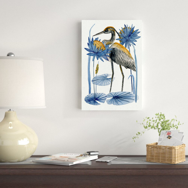 Reproduction d’art sur toile tendue « Heron pond I » par Melissa Wang, H 18 po x l 12 po