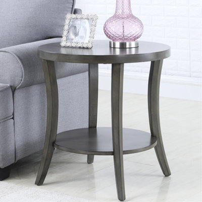 Table chic avec plateau ovale gris et bois