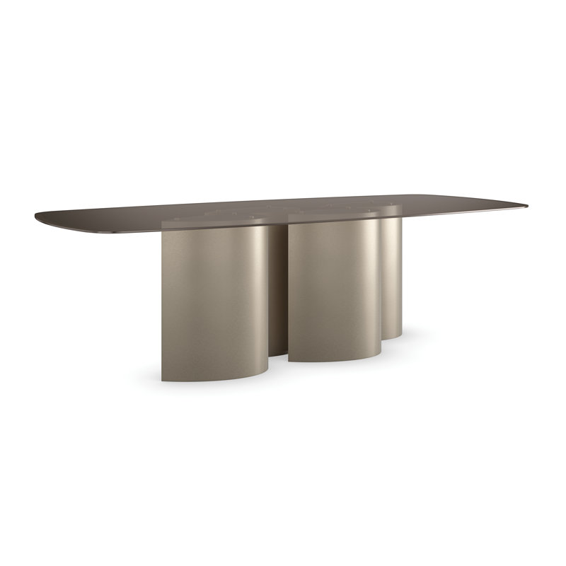 Aphelion Glass Top Metal Base Dining Table