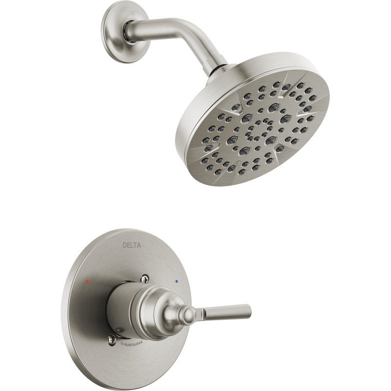 Ensemble de robinet de douche à 5 réglages Saylor 14 Series, ensemble de pomme de douche et poignée en nickel brossé, ensemble de garniture de valve, acier inoxydable (valve non incluse)