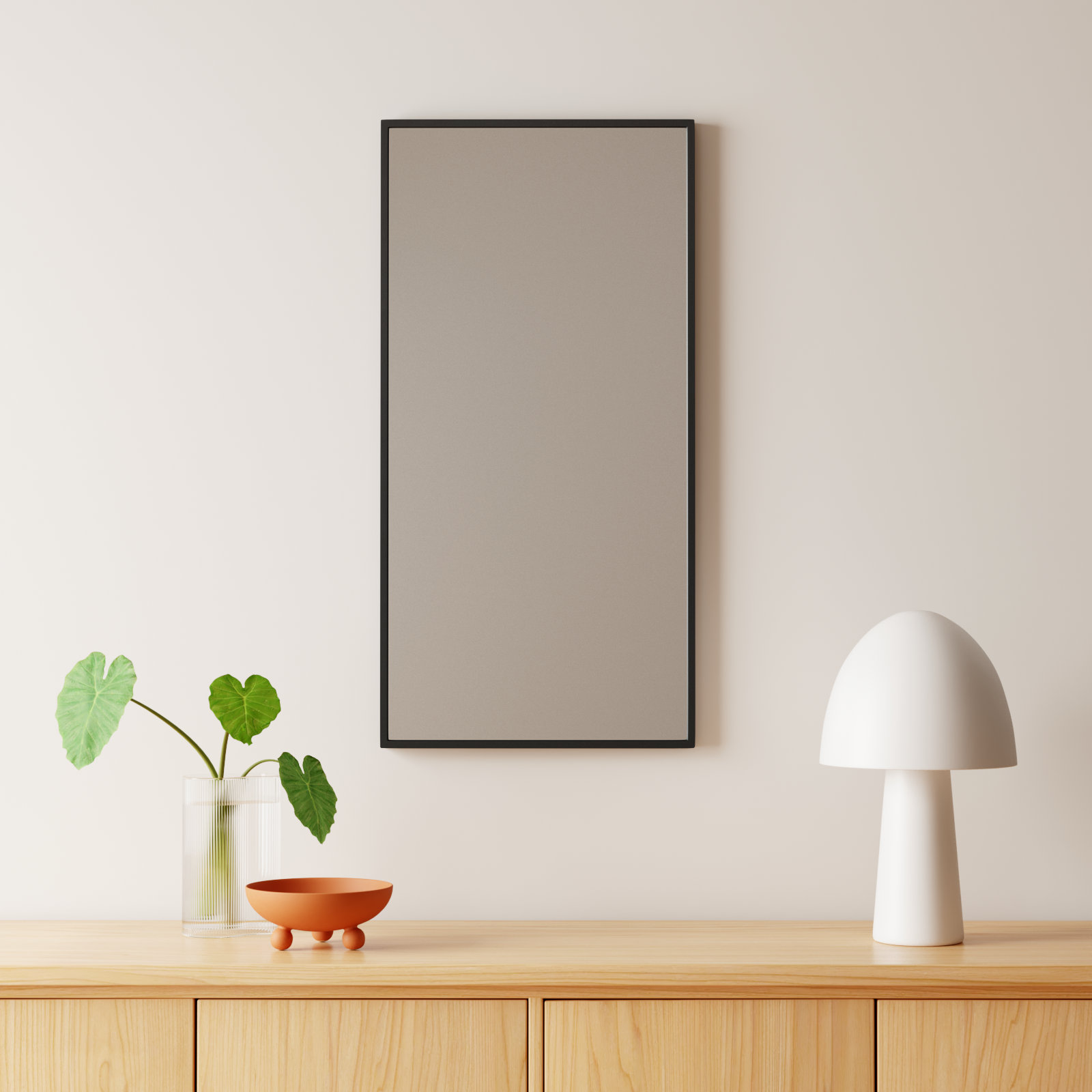 Sabine Metal Rectangle Wall Mirror, 36" x 18", Black