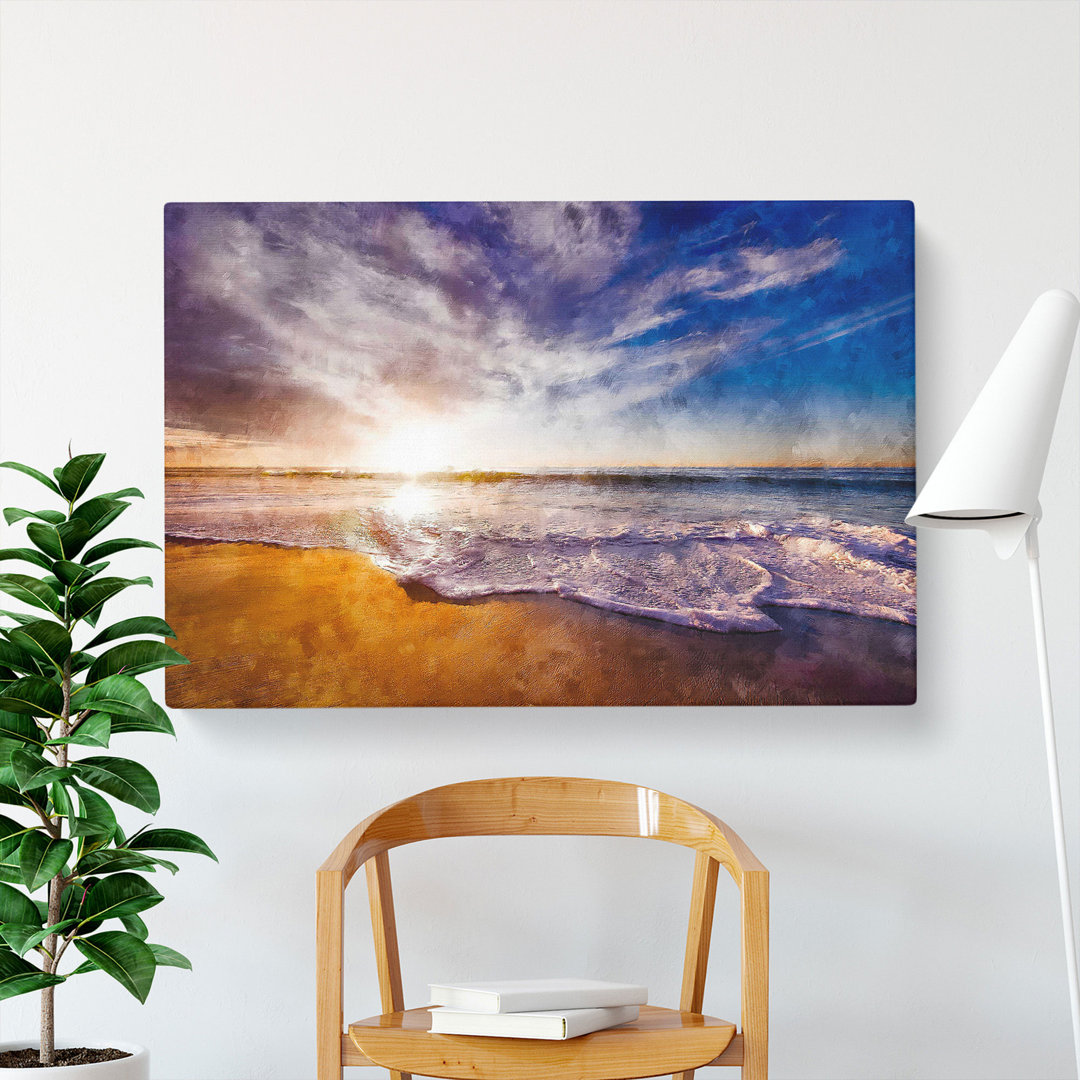 Sunset Over A Californian Beach - Wrapped Canvas