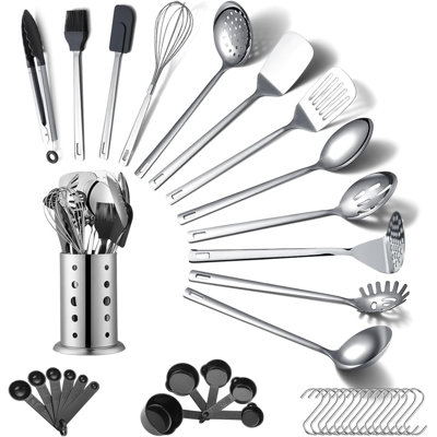 Ensemble d'ustensiles de cuisine 40 pièces en acier inoxydable avec support