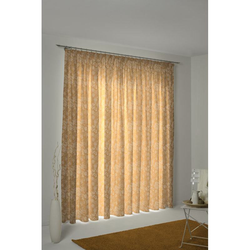 Micheal Pencil Pleat Opaque Curtains, 145cm Width x 145cm Drop, Curry