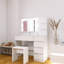 Coiffeuse de maquillage avec miroir, 3 luminaires, 4 tiroirs, un vaste espace de rangement, une multiprise blanche, 2 ports, spacieux