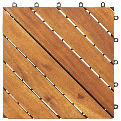 vidaXL Decking Tiles, 11.8"x11.8", Solid Acacia Wood, Weather Resistant