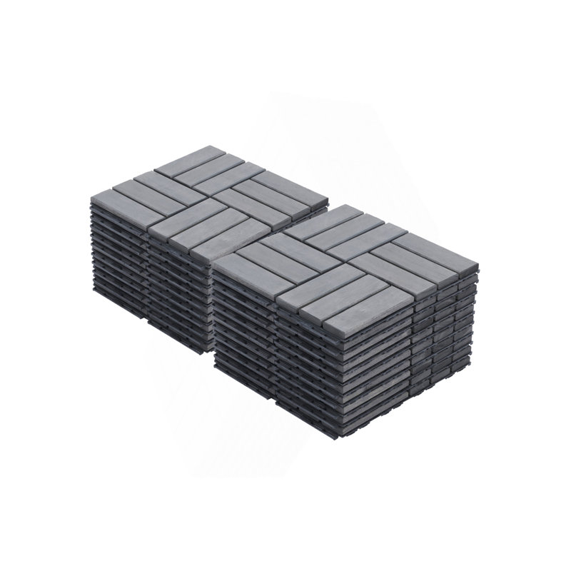 20 PCS Interlocking Deck Tiles Checker Pattern, Light Gray