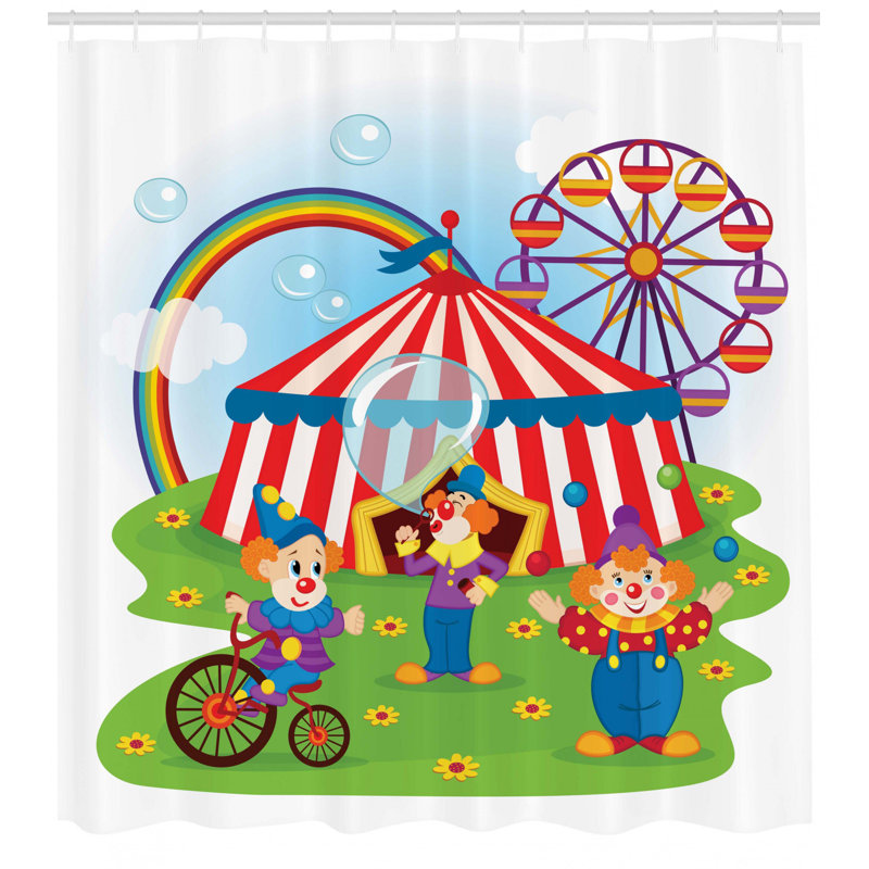 Circus Shower Curtain Set + Hooks, 70" H x 69" W