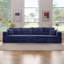 Causeuse à compression modulaire 69,29 po avec accoudoirs, élément modulaire rembourré en flanelle à 2 places avec 3 coussins, canapé «Boneless» Cloud en boîte pour le salon de petits espaces - bleu-2028112316-2014725983-2019045937