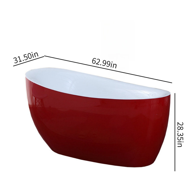 Modern Simple Acrylic Red Bathtub