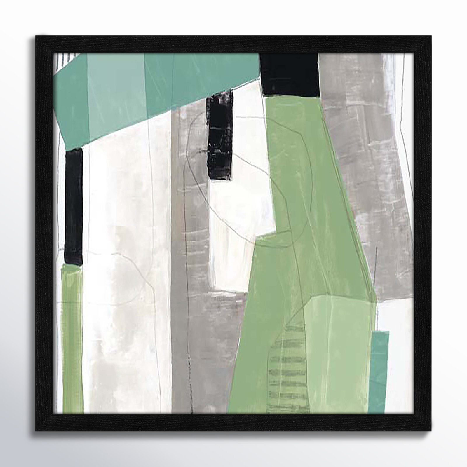 Evergreen Essence I by Tom Reeves, Black Slim Framed, 17" H x 17" W x 1.25" D