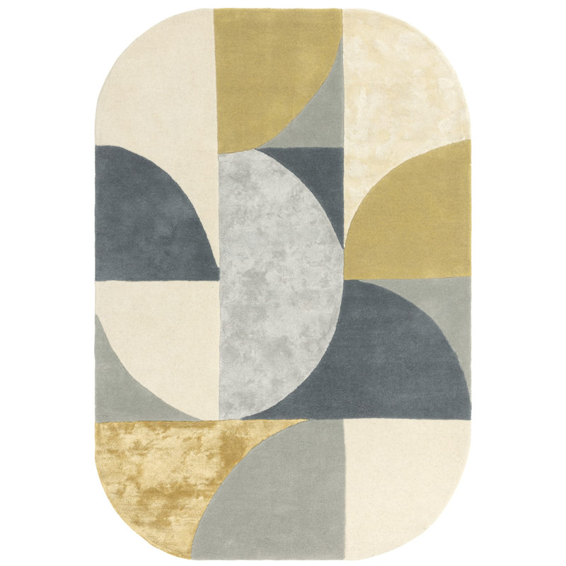 Oval Corel Geometric Wool Hand Tufted Area Rug, Oval 16'8" x 25'