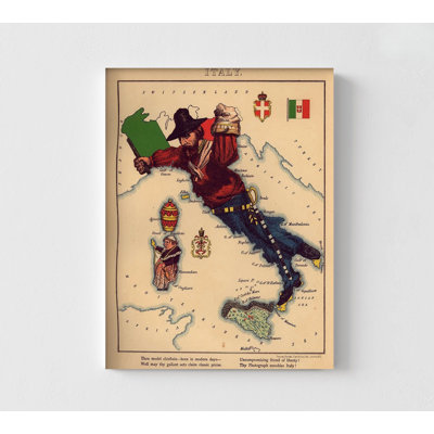 Anthropomorphic Map Of Italy, Italian Map Poster, Italy Map Print, European Office Rustic Decor, Rustic Farmhouse Home Office Wall Art