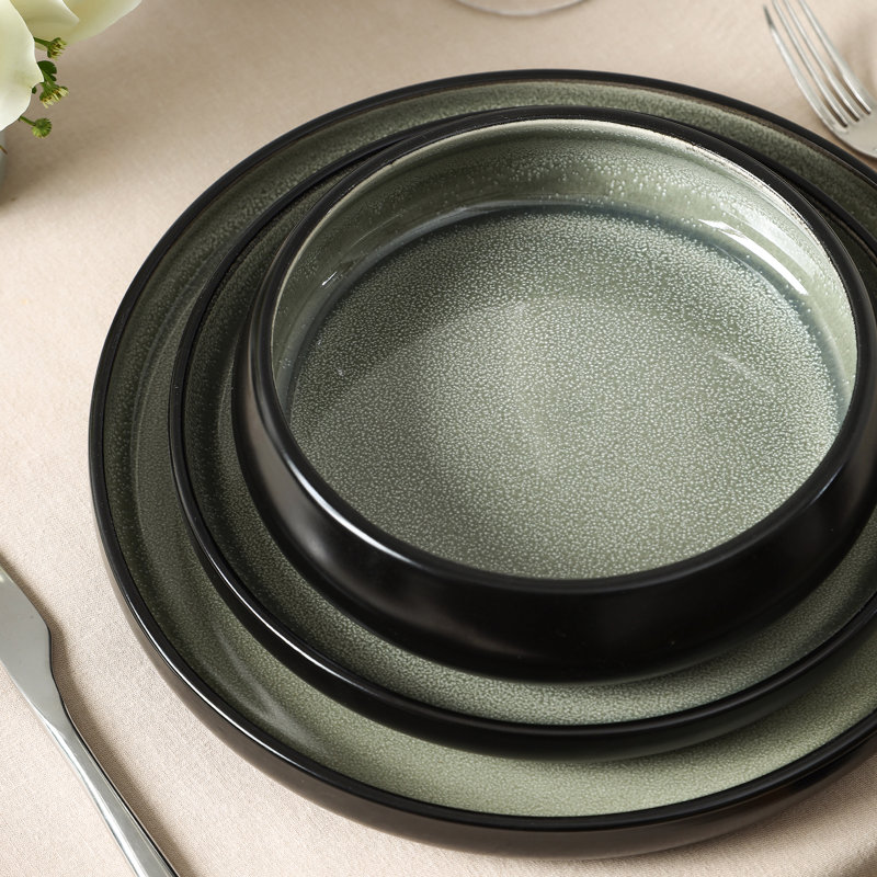 Stone Lain Lagoon 24-Piece Dinnerware Set Stoneware, Green