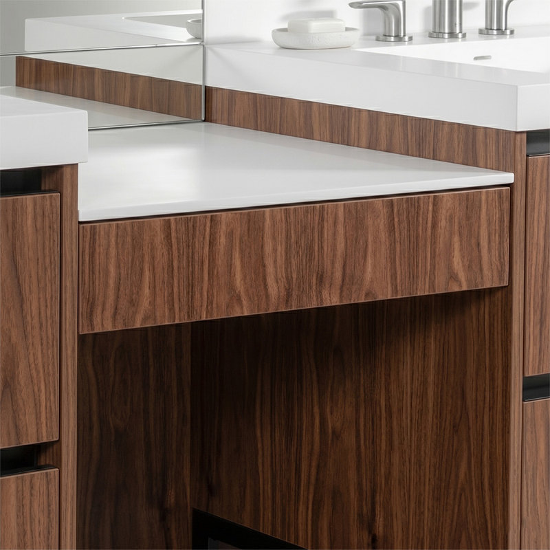 Kubista Makeup Drawer With Countertop, Natural Walnut