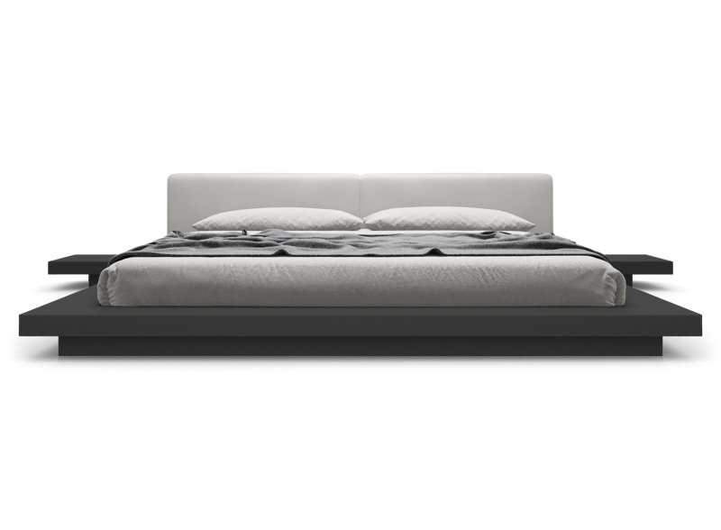 Upholstered Bed, King, Wenge/Pearl Gray Fabric