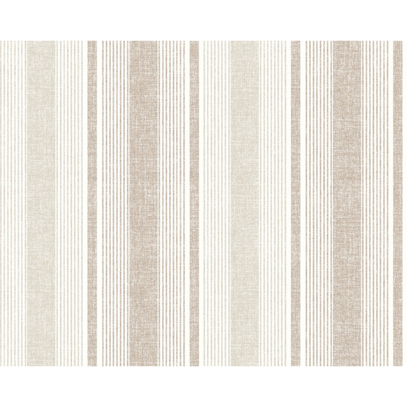 Papier peint à rayures beige Beige Farmhouse
