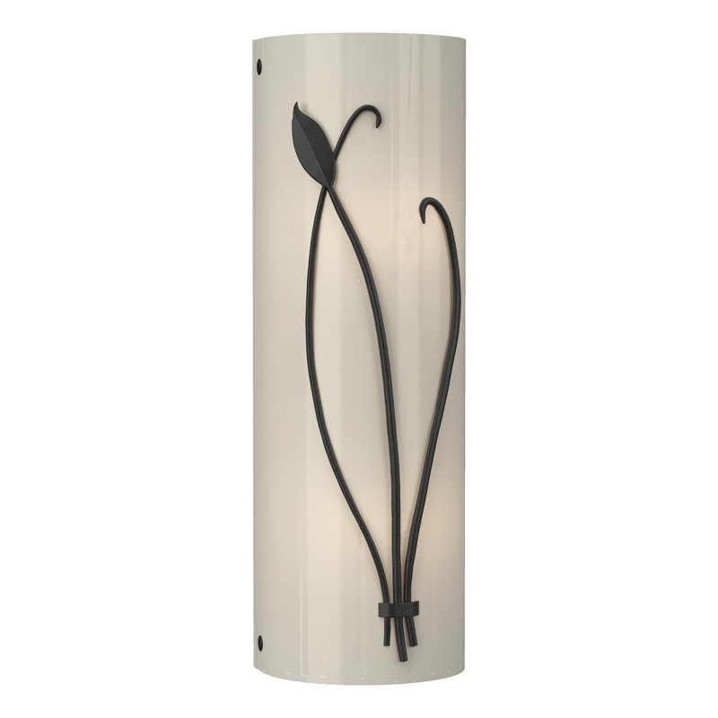 Leaf 2 - Light Flush Mounted Sconce, Black, Ivory Art Glass, Left
