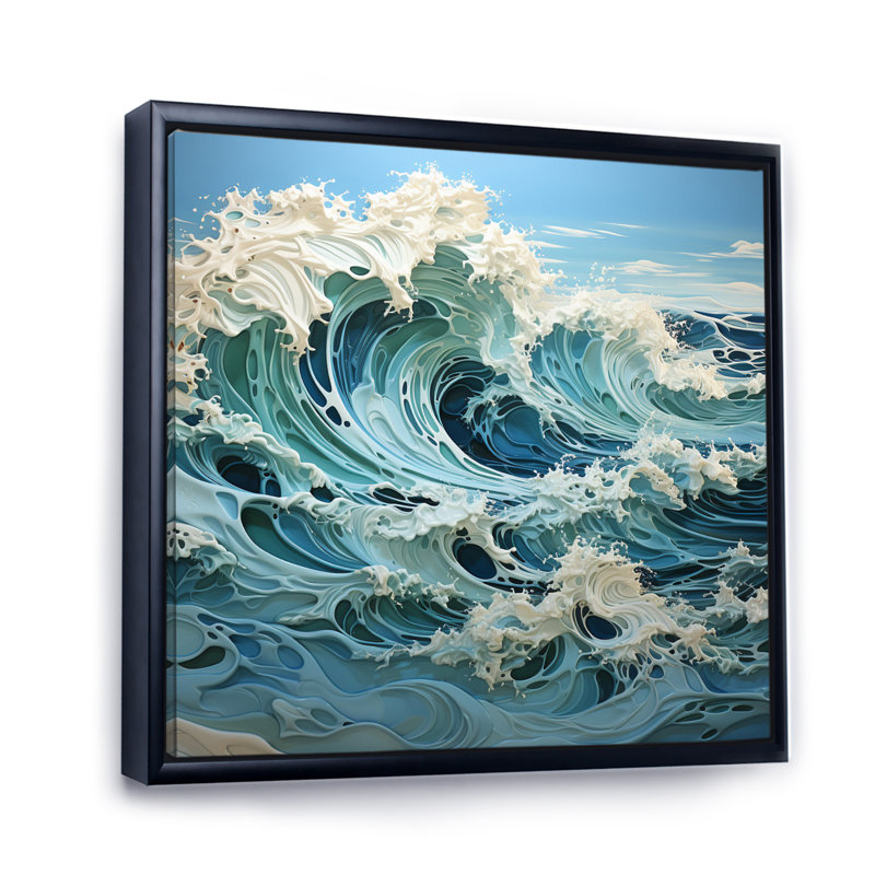 Blue Kinetic Waves IV - Imprimé, H 24 po x l 24 po x P 1 po, Cadre flottant noir