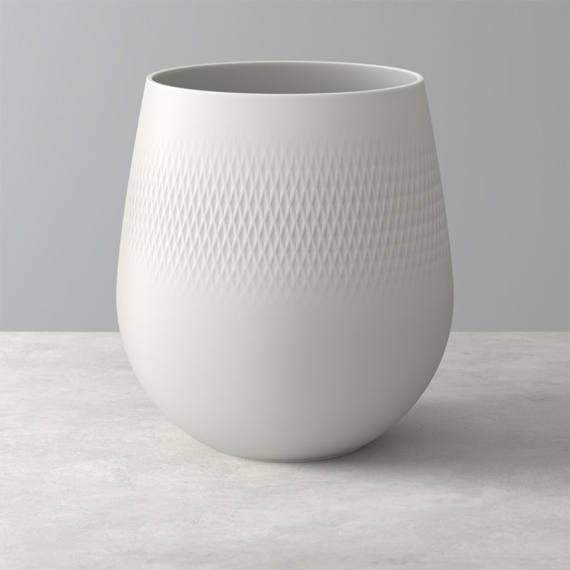 Grand vase Villeroy & Boch, H 9 po x l 8,25 po x P 8,25 po, Blanc mat