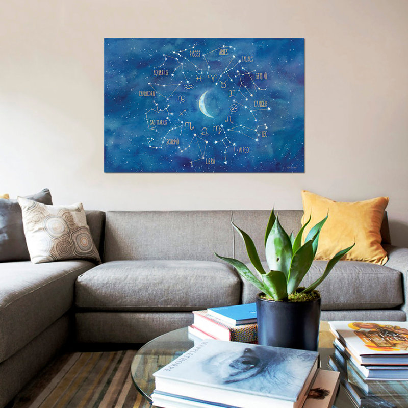 «Star Sign with Moon Landscape», impression sur toile tendue, H 40 po x l 60 po x P 1,5 po, Pas de tapis, Toile tendue