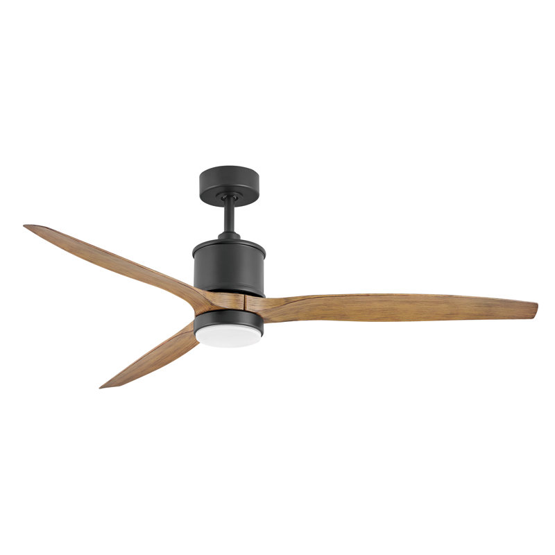 Hover 60"  3 - Blade LED Propeller Ceiling Fan with Wall Control and Light Kit Included, Matte Black
