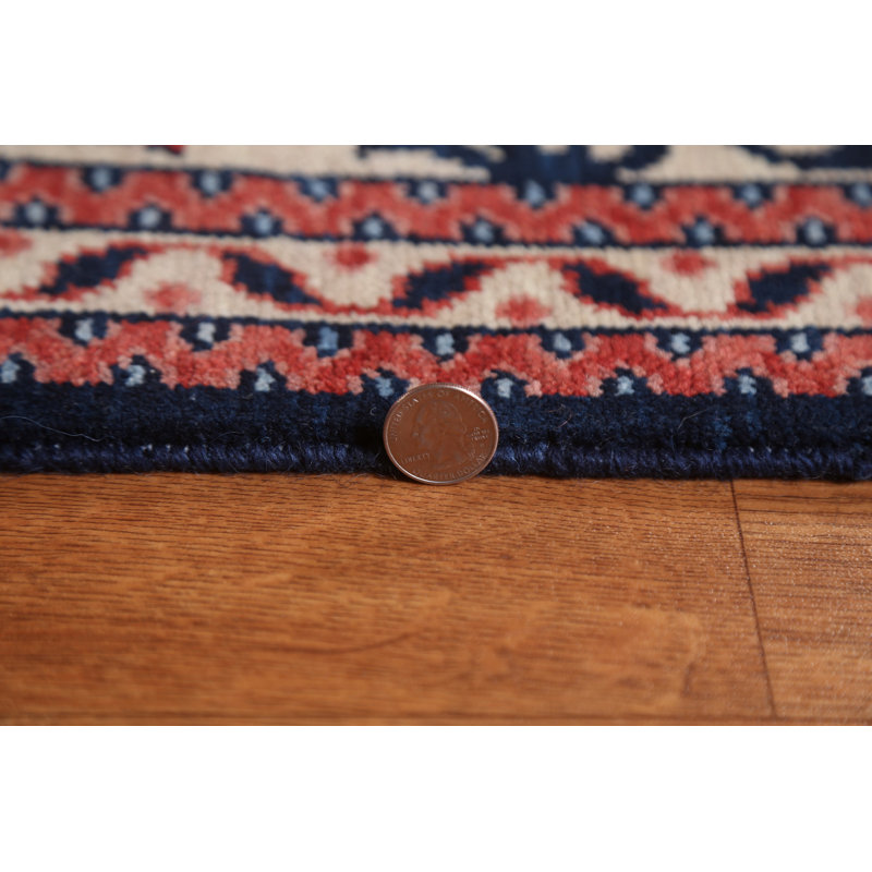 Tapis oriental bleu marine à motif floral Sultanabad Ziegler noué à la main 9 x 12