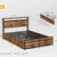 Bed Frame With 8 Storage Drawers, LED Headboard With Charging Station, Metal Platform Bed Frame, No Box Spring Needed, Noise-Free, Stable And Solid, Bed Frame-2058356308