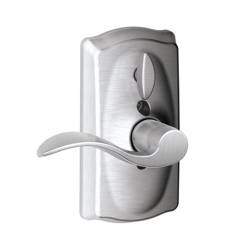 Accent Keypad Lever with Camelot Trim, Satin Chrome, Yes, Reversible