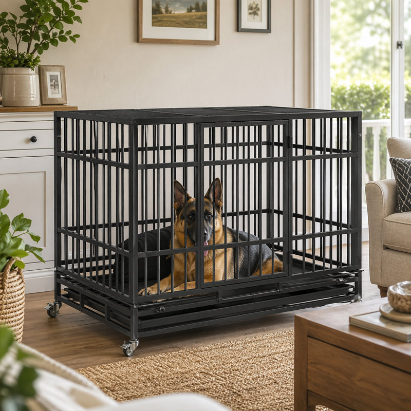 Cage à chien 48 po robuste à l'épreuve des fuites