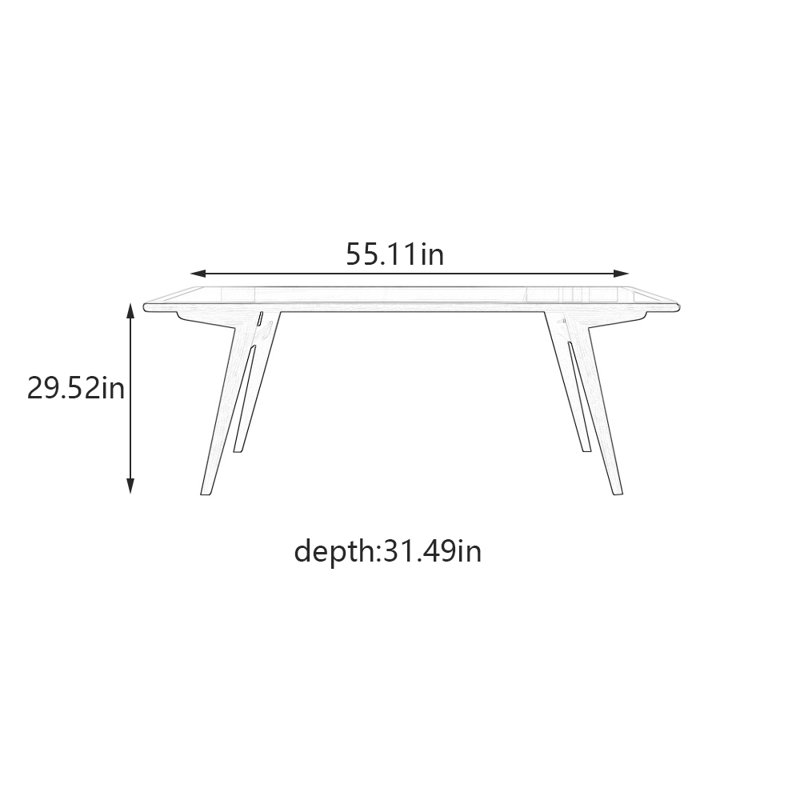 Table de salle à manger moderne en bois massif, 29.52"H x 55.11"L x 31.49"W
