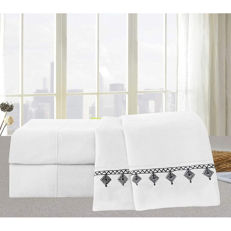 Ensemble de draps en microfibre percale, Complète, Blanc