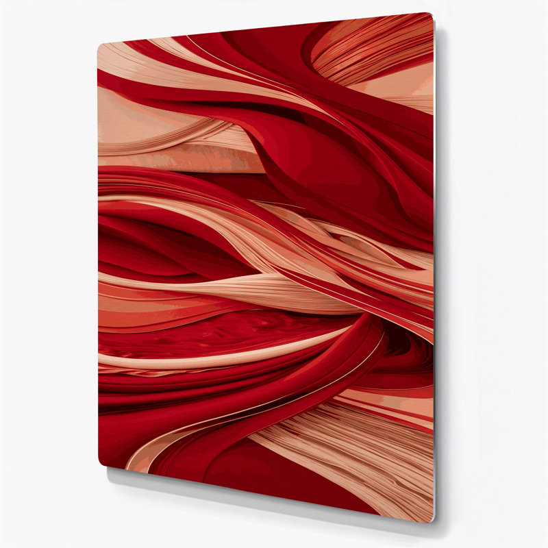 «Abstract Landscape 17», art mural en métal rouge, 12" H x 18" W
