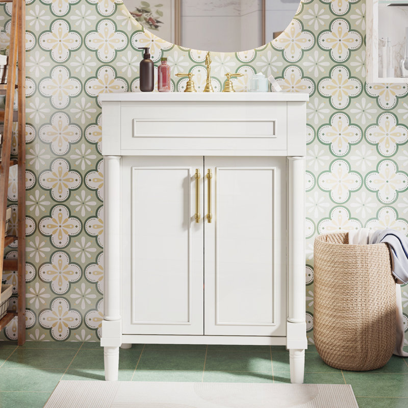Meuble-lavabo 24 po avec lavabo en céramique, Blanc