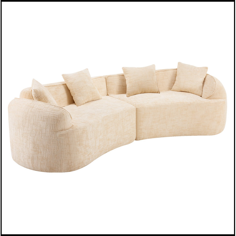 Canapé modulaire en chenille avec 4 coussins et siège moelleux, Beige