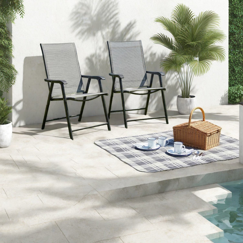Chaises de salle à manger en acier durables, conception pliable moderne pour l'extérieur